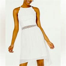 Bcx Dresses | Nwt Bcx White Lace Illusion Waist High Low Dress Juniors Size 9 Jrs | Color: White | Size: 9J