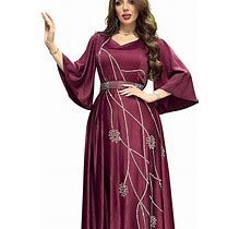 Muslim Women Abaya Dubai Long Maxi Dress Kaftan Evening Party Gown