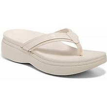 Vionic Platform Thong Sandals - High Tide II, Size 10 Wide, Cream