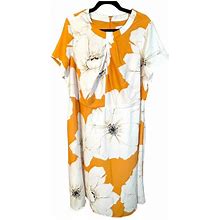 Liz Claiborne Women's Short Sleeved Sheath Floral Dress Size 16W Apricot