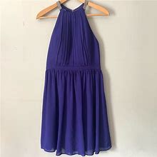 Minuet Petite Dresses | Minuet Halter Sheer Rhinestone Mini Dress | Color: Purple | Size: M