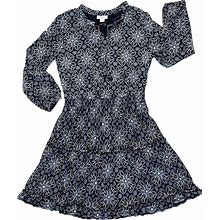 Style & Co Dresses | Style & Co. Black White Print Long Sleeve Knee Length Dress Womens Size Medium | Color: Black/White | Size: M