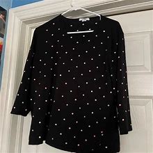 Dress Barn Tops | Super Cute Colorful Polka Dot Black Shirt! | Color: Black | Size: 18