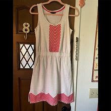 Tommy Hilfiger Dresses | Tommy Hilfiger Off White Embroidered Cotton Sleeveless Dress With Side Pockets | Color: Cream/Pink | Size: M