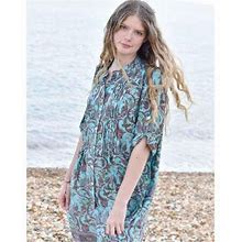 Powell Craft 'India' Buttoned Paisley Shirt Dress - Blue - Casual Dresses One Size