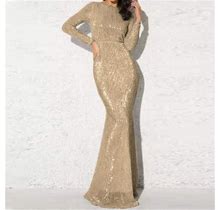 Tianek Fall Dress For Women,Women's Fashion Glitter Sparkly Sequin Formal Evening Gown Bodycon Cocktail Full Length Dress