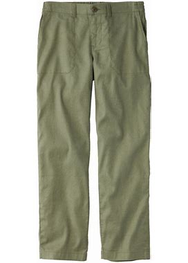 L.L.Bean | Women's Comfort Stretch Cotton/Linen Pants, High-Rise Ankle Deep Olive 8 Petite, Twill Linen
