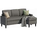 Ann Wholesale Dark/Gray Walsunny Convertible Sectional Sofa Couch L-Shaped Couch With Modern Linen Fabric For Space(Dark Gray) Small