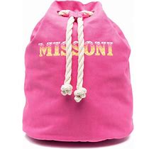 Missoni Kids - Logo-Print Drawstring Backpack - Kids - Cotton - One Size - Pink