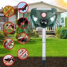 Ultrasonic Animal Repeller,Outdoor Weatherproof Solar Powered Rodent Repeller With Motion Activated Flashing LED Light,Repel Dogs,Cat,Squirrels,Raccoo
