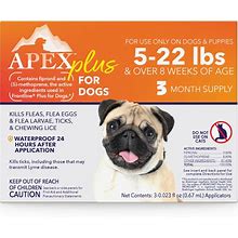 Apex Plus Flea And Tick Prevention For Dogs | Small (5-22 Lbs) | 3-Month Supply | Dog Flea And Tick Treatment | 24-Hour Activation, Waterproof, 30