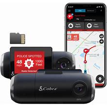 Cobra Smart Dash Cam With Interior Cam (SC 201) - Full HD 1080P Resolution, Built-In Wifi & GPS, Live Police Alerts, Incident Reports, Emergency