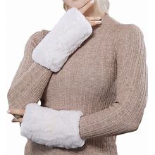 Valpeak Womens Rabbit Fur Winter Mittens Knitted Fingerless Gloves