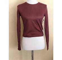 J Brand Tops | J Brand Women's Carolina Knit Long-Sleeve Crop Tee Top Blair Size Xs Jb002253 | Color: Brown/Red | Size: Xs