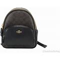 Coach Brown/Black (C8604) Mini Court Brown Black Signature Coated Canvas Backpack Bag