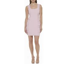 GUESS Women's Side Rouched Sleeveless Square Neck Dress