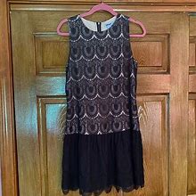Dkny Dresses | Dkny Tan And Black Lace Dress With A Drop Waist | Color: Black/Tan | Size: 10