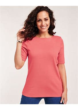 Blair Women's Essential Knit Elbow Length Sleeve Boatneck Top - Pink - M - Misses