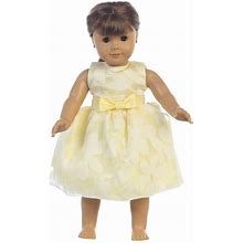 Yellow Floral Burnout Organza 18" Doll Dress | Pink Princess