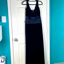 Tadashi Shoji Dresses | Tadashi Blue Velvet Gown Size 10 | Color: Black/Blue | Size: 10