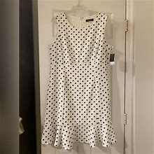 Nine West Dresses | White And Black Polka Dot Dress | Color: Black/White | Size: 16