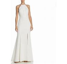 Aqua Dresses | Aqua Dresses Womens White Halter Sleeveless Lace Back Dress Gown | Color: White | Size: 0