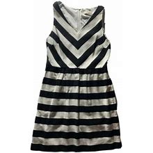 Ann Taylor Loft Dress Size 6 Length 36" Side Pockets Striped Cotton