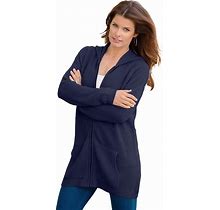 Roaman's Women's Plus Size Thermal Waffle Hoodie Zip Up Cardigan Jacket
