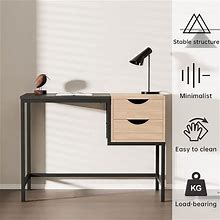 Jiexi Small Computer Desk For Small Spaces, Modern Home Office Desk With Drawers, 39.3 Inch Home Office Laptop Table, Study Table For Bedroom, Office