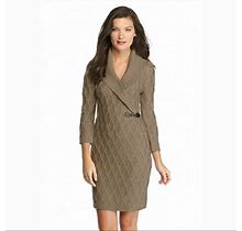 Calvin Klein Dresses | Calvin Klein Taupe Shawl Collar Cable Knit Dress | Color: Green/Tan | Size: L