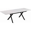 Milan Kortana White Extendable Sintered Stone Top Dining Table With Steel Base