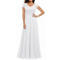 Willbest Long Dresses For Women Casual Petite Ladies Lace Stitching Long Waist Dress Dress Independence Day