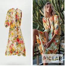 Zara Dresses | Zara Floral Print Dress | Color: Pink/Yellow | Size: Various