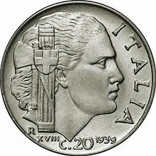Italy Coin 20 Centesimi - Vittorio Emanuele III | Italia Turrita | 1939 - 1940