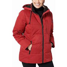 Arctic Expedition Horizontal Quilted Down Coat Chili Pepper