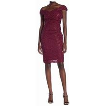 Marina Sequin Formal Party Sheath Knee Length Dress Msrp $179