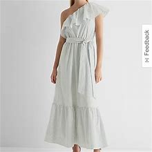 Express Dresses | Stripped One Shoulder Ruffle Dress | Color: Blue/White | Size: Xs