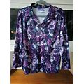 Vintage Haband Women's Purple Floral Henley Pullover Top Size L