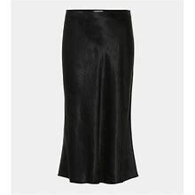 Vince Satin Slip Midi Skirt - Black - Mid Length Skirts Size XL