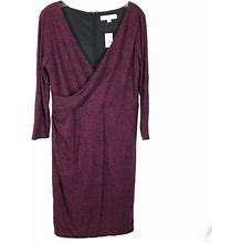 Loft Dresses | Nwt Womens Size Large Ann Taylor Loft Burgundy Faux Wrap Surplice Floral Dress | Color: Red | Size: L