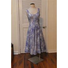 Talbots Dress Sz 4 A Line Blue Floral Cotton Sleeveless Midi Michelle Obama BHG