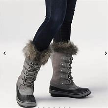 Sorel Shoes | Sorel Joan Of Arctic Waterproof Faux Fur Lace Up Winter Boots | Color: Black/Gray | Size: 5