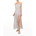 Everyday Ritual Morgan Striped Strapless Maxi Slit Dress, Capri Lurex, Women's, M, Casual & Work Dresses Maxi Dresses