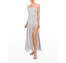 Everyday Ritual Morgan Striped Strapless Maxi Slit Dress, Capri Lurex, Women's, S, Casual & Work Dresses Maxi Dresses