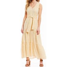 Cremiei Dresses | Striped Tiered Linen Dress | Color: White/Yellow | Size: 0