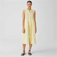 Eileen Fisher | Women's Garment-Dyed Organic Handkerchief Linen Pleated Dress | Yellow | Size: Petite Regular Petites