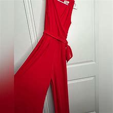 Eliza J Pants & Jumpsuits | Eliza J Surplice Wrap Sleeveless Jumpsuit In Red Size Small | Color: Red | Size: S