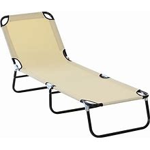 Outsunny Foldable Chaise Lounge, 5-Level Backrest, Adjustable Footrest, Pillow, Lightweight Frame, For Pool, Patio, Sun Bathing, Beige | Aosom.Com