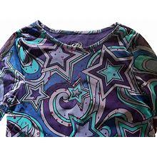 Justice Dress 12 Girls Purple Stars Sequins Sheer Bell Sleeves Pullover Lined