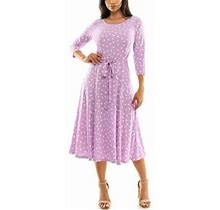 Nina Leonard Women's 3/4 Sleeve Printed Midi Sylvia Dress, X-Large